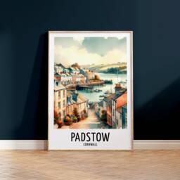 Padstow Travel Print - Watercolour Poster Design - Wall Artwork Cornwall Gifts Home Decor Art Gift England Beach Picture - thumbnail 1