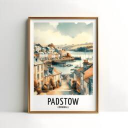 Padstow Travel Print - Watercolour Poster Design - Wall Artwork Cornwall Gifts Home Decor Art Gift England Beach Picture - thumbnail 3