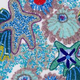 "Cotton Linen Blue Sea Creatures Pattern, 16""x16" - thumbnail 4