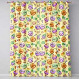 Cute Halloween Donut Candy Eyeball Ice Cream Seamless Pattern Yellow Background Readymade Eyelet Ring Top Thermal 100% Blackout Curtains - thumbnail 2
