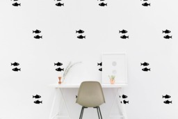 Fish Wall Decal Kids Room Nautical Fishy Wall Sticker, Bedroom Office Pattern Wallpaper Vinyl Decals, Bar Stickers Home Decor - thumbnail 1
