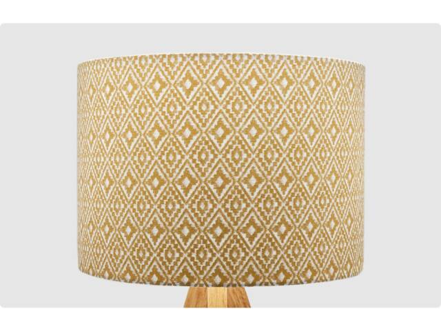 Ikat Yellow Geo Lampshade Table Floor Lamp/Ceiling Pendant Small Medium Large 15cm 20cm 25cm 30cm 35cm 40cm Fabric Drum Light Shade - image 1