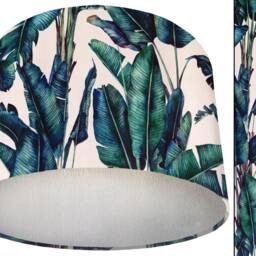 White Velvet Palm Frond Lampshade Gold Lined Tropical Decor - thumbnail 3
