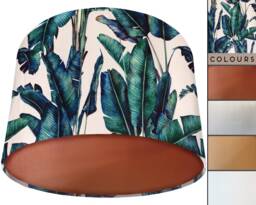 White Velvet Palm Frond Lampshade Gold Lined Tropical Decor - thumbnail 1
