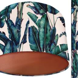 White Velvet Palm Frond Lampshade Gold Lined Tropical Decor - thumbnail 2