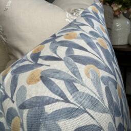 "Sanderson Fabric, Leaf Trail Cushion Cover, Decorative Pillow, Sofa Pillow Throw/Countryside Decor - Blue- Double Sided 12"" X 20" - thumbnail 2