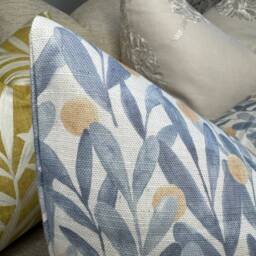 "Sanderson Fabric, Leaf Trail Cushion Cover, Decorative Pillow, Sofa Pillow Throw/Countryside Decor - Blue- Double Sided 12"" X 20" - thumbnail 3