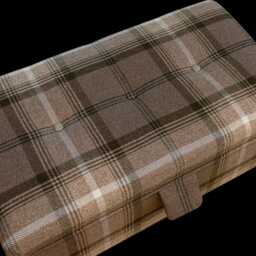 Luxe Brown Tartan Storage Footstool - Buttoned Ottoman Handmade in Britain - thumbnail 4