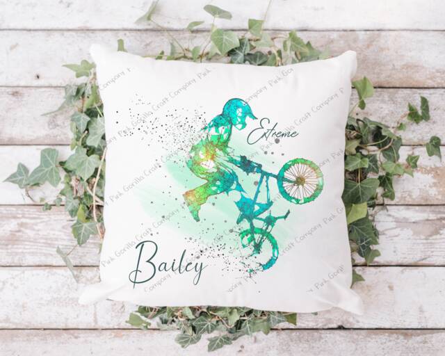 Bmx Pillow, Cushion, Gift, Bmx Cyclist, Gift For Him, Dad, Bmx, Cyclist, Bmx Rider, Stunt Rider - image 1