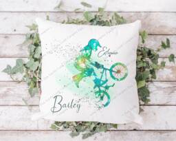 Bmx Pillow, Cushion, Gift, Bmx Cyclist, Gift For Him, Dad, Bmx, Cyclist, Bmx Rider, Stunt Rider - thumbnail 1