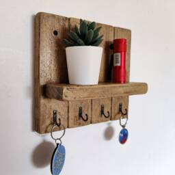 Key Holder With Shelf For Hallway/Entranceway Kitchen Bedroom Utility - Antique Pine - 0125 - thumbnail 3