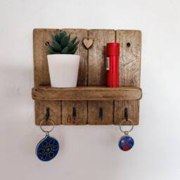 Key Holder With Shelf For Hallway/Entranceway Kitchen Bedroom Utility - Antique Pine - 0125 - thumbnail 2