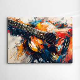 Colorful Guitar Abstract Oil Painting Musical Instrument Wall Art Framed Canvas Poster Print Home Kitchen Living Bedroom Decor Music Gift - thumbnail 3