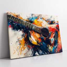 Colorful Guitar Abstract Oil Painting Musical Instrument Wall Art Framed Canvas Poster Print Home Kitchen Living Bedroom Decor Music Gift - thumbnail 2