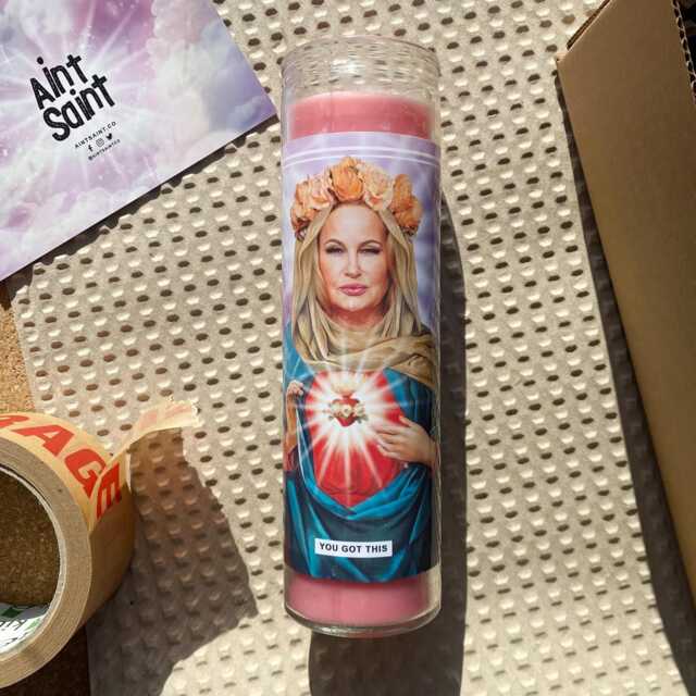 Saint Jennifer Coolidge Prayer Candle Scented Vegan Soy Wax, 120Hr Burn - image 1