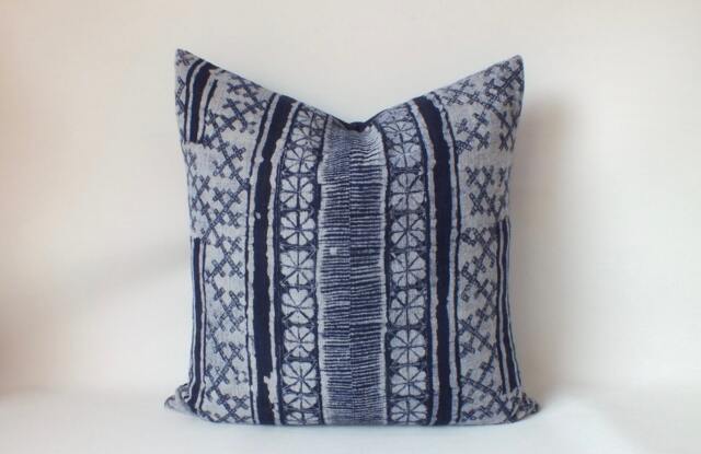 Sofa Cushions Hmong Pillow Throw Indigo Navy Blue Cushion Decorative Handmade Ethnic Textile Home Decor - image 1