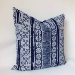 Sofa Cushions Hmong Pillow Throw Indigo Navy Blue Cushion Decorative Handmade Ethnic Textile Home Decor - thumbnail 3