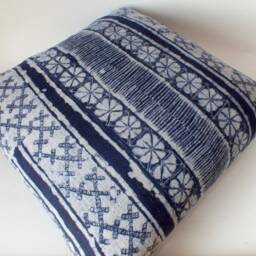 Sofa Cushions Hmong Pillow Throw Indigo Navy Blue Cushion Decorative Handmade Ethnic Textile Home Decor - thumbnail 4