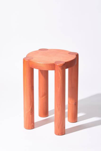 Orange Wood Stool Handmade Scandinavian Plant Stand Or Seating - image 1
