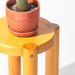 Orange Wood Stool Handmade Scandinavian Plant Stand Or Seating - thumbnail 4