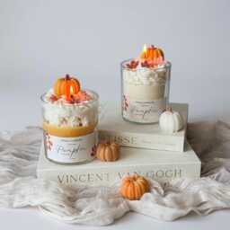 Pumpkin Spice Latte Scented Candle, Large Fall Candle Gift , Autumn Gift, Whipped Candle, Food Candle, Gourmet, Autumn Table Centrepiece - thumbnail 1