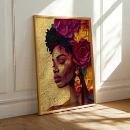 Black Woman Floral Portrait - Afrocentric Wall Art Modern African Print - Poster Only - thumbnail 2
