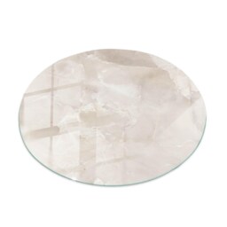 Marble Imitation Glass Table Top, Creamy Durable Tempered Tabletop, Round Cover - thumbnail 2