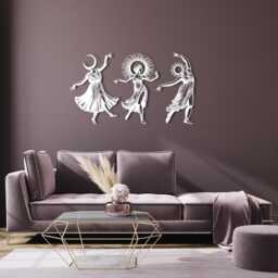 Triple Goddess Metal Wall Art Black Steel Celestial Decor, Witchy Silhouette - thumbnail 4