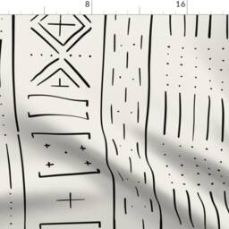 Neutral Geometric Curtain Panel - Mudcloth Minimal Rustic Custom Large Coconut By Michelleaitchison - thumbnail 4