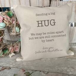 Personalised Sending You A Hug Cushion Gift, Miles Apart Friend Long Distance Moving Away Friendship Thinking Of - thumbnail 4