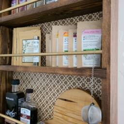 Farmhouse Wood Spice Rack/Wall Mount Kitchen Storage, Jar Shelf, Pantry Rustic Tea Coffee Shelf - thumbnail 2