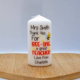 Thank You For Bee-Ing A Great Teacher Candle Personalised Assistant Friend Keepsake P069 - thumbnail 3
