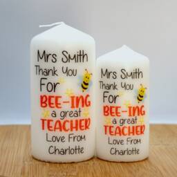 Thank You For Bee-Ing A Great Teacher Candle Personalised Assistant Friend Keepsake P069 - thumbnail 2
