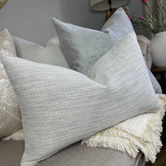 "Boucle Pillow Cover- Grey Pillow Cover - Best Seller Lumbar Cushion Case, 12"" X 20" - image 1