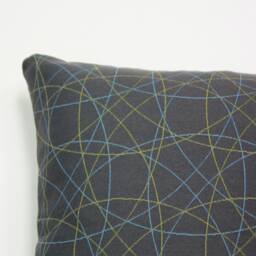 Momentum Gray Pillow Cover Spirograph Design, Blue & Green Lines - thumbnail 2