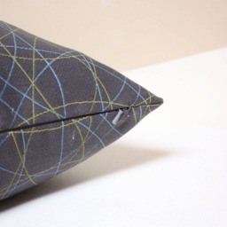 Momentum Gray Pillow Cover Spirograph Design, Blue & Green Lines - thumbnail 3