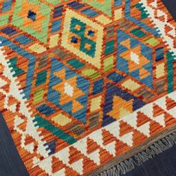 Rustic Runner Rug, Handmade Artisan Afghan Turkish Scandinavian Navajo Bohemian Natural Wool Kilim 195x71 cm - thumbnail 4