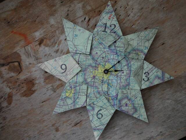 Omaha, Nebraska Origami Flight Map Clock Housewarming, Travel, Destination, Wedding, Retirement, First Anniversary, Unique Gift, Zero Waste - image 1