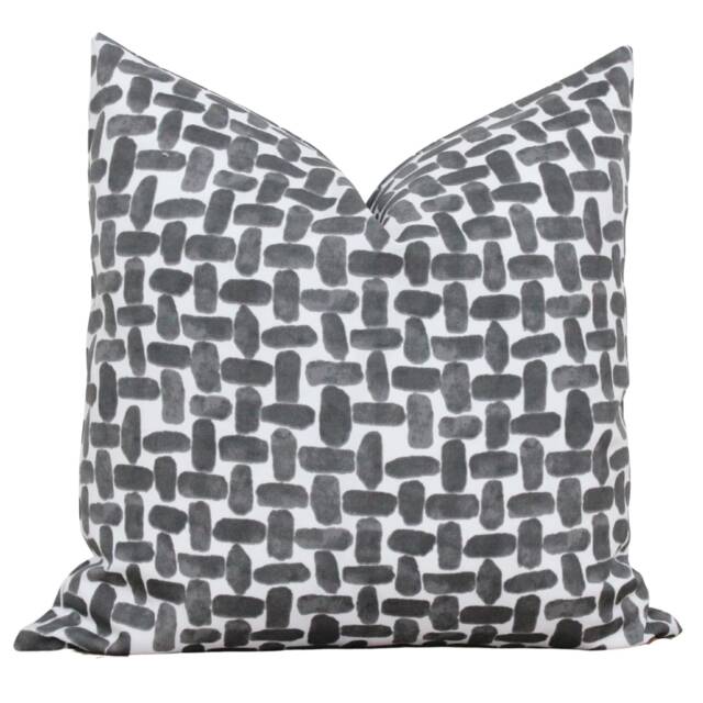 Black & White Outdoor Pillow Cover - Neutral Watercolor Porch Cushion Bentley - image 1