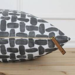 Black & White Outdoor Pillow Cover - Neutral Watercolor Porch Cushion Bentley - thumbnail 3