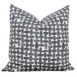 Black & White Outdoor Pillow Cover - Neutral Watercolor Porch Cushion Bentley - thumbnail 1