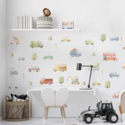 26 Watercolour Vehicles Wall Decals/City Cars Stickers Construction Boys Room Decor/ Nursery Decor - thumbnail 3