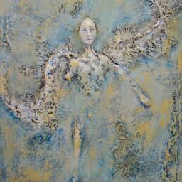 Gentle Being Custom Wall Sculpture Visionary Fine Art By Fae Factory Artist Dr Franky Dolan - Original Clay Relief 3D Painting Fantasy Art - thumbnail 3