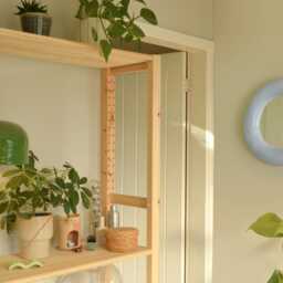 Handmade Blue Sculptural Mirror - Vanity Wall Abstract Organic Shape Modern Decor Statement Piece - thumbnail 3