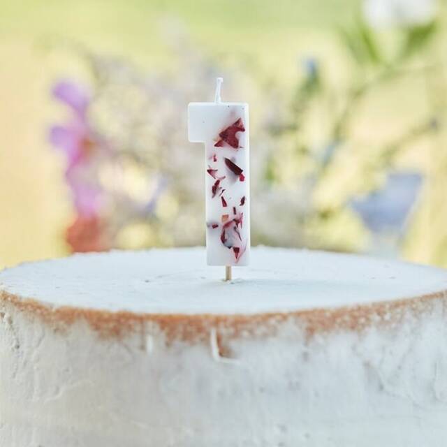Pressed Petal Birthday Candles Numbers Party Cake Decorations Floral Lets Partea Age 1 2 3 4 5 6 7 8 9 0 - image 1