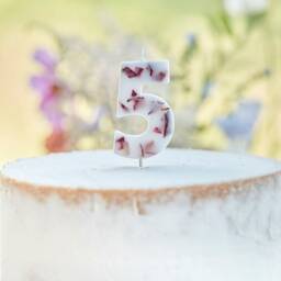 Pressed Petal Birthday Candles Numbers Party Cake Decorations Floral Lets Partea Age 1 2 3 4 5 6 7 8 9 0 - thumbnail 2