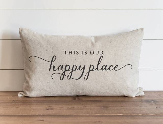 Happy Place 16 X 26 Pillow Cover // Everyday Farmhouse Throw Gift Accent - image 1