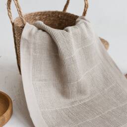 Pure Linen Waffle Bath Mat Rustic Farmhouse Bathroom Decor - thumbnail 3