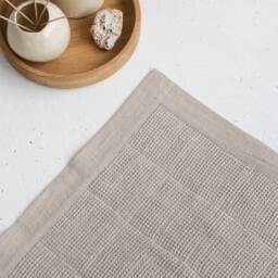 Pure Linen Waffle Bath Mat Rustic Farmhouse Bathroom Decor - thumbnail 4