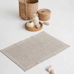 Pure Linen Waffle Bath Mat Rustic Farmhouse Bathroom Decor - thumbnail 2